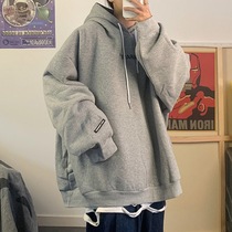 Grey sweatshirt mens spring and autumn models with hat salt tearbots hiphop blouses high street Chauchio Street Fried Street Lovers of the Autumn Clothing