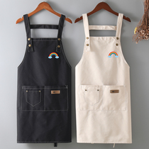 Strap denim canvas work apron fashion trend new home baking kitchen Nordic women Summer