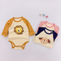 Breaking code special baby shirt autumn cotton long sleeve animal jumpsuit cute male baby triangle