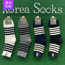 South Koreas East Great Import Autumn Winter New Pine Striped Cotton Socks ins Tide Fashion 100 Hitch Sweat Mid-Barrel Socks Man