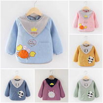 Baby hood clothes Long sleeves Male children Eat Waterproof Surrounding Hood Girls Autumn Winter Strips of Infant Anti-Dirty Anti-Wear