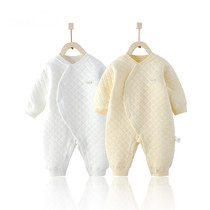 Baby jumpsuit autumn and winter cotton warm clip cotton baby ha clothes thin cotton autumn pajamas newborn baby clothes