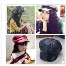 Girls are thundered hats Korean girls hats autumn and winter childrens berets boys octagonal hats Princess childrens leather hats