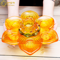 Buddha front for lamp glazed Seven-color Seven Stars lotus seat ghee lamp holder Home for the Buddha Changming lamp table wax candle holder