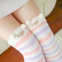 New stockings womens knee socks winter thickened velvet long legs long tube coral velvet sleep socks sleep knee pads