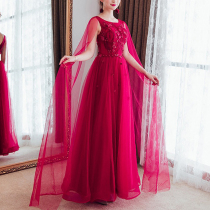 Earthly Liuxi evening dress red long wedding dress 2021 new shoulder Bride wedding toast