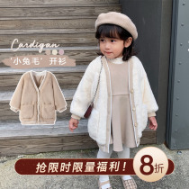 Cookie Home Baby Shop Environmentally Friendly Fur Thickened Rabbit Hair Cardigan Coat Long