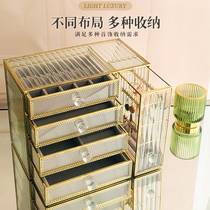 Net red glass jewelry storage box anti-oxidation ring watch earrings necklace jewelry desktop shelf