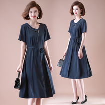 Mother summer dress waist dress 2021 new summer temperament thin small man short sleeve mother-in-law wedding feast