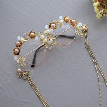 Mengyao bride birthday party photo chain glasses Net red retro props round face thin tremble sound decorative accessories