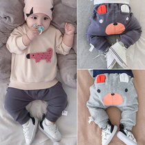 British next kid baby pants autumn butt pants Spring and Autumn wear trousers cute crotch baby big pp pants
