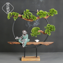 New Chinese emulated large welcome guest pine bonsai living room Xuanguan Home Decorative Zens Tea Room Pendulum Hotel Soft Dress
