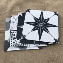 Nordic modern art flower brick 300 black and white matt anti-slip kitchen guard balcony bathroom individuality parquet abrasion resistant ground floor