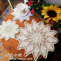 Fresh water lotus handmade crochet hook hook cotton woven shooting props disc table decorative pad beige 25-40cm