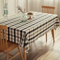 Table cloth art cotton linen grid table cloth minimalist Hyundai Ins style Sub-cloth net red rectangular home tablecoths