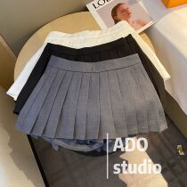 Grey Plexu Skirt Woman 2022 Spring New 100 Hitch Slim A Character Anti Walking Light Academy Wind Skirts Pants Half Body Dress Short Skirt