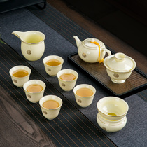 Jingdezhen gold simple kung fu tea set household small set office meeting guest ceramic tea cup