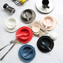 Dishes Hotel dining table Table Table Table Table tableware personality Matt red blue gray black Nordic Japanese plate