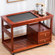 Mobile tea cart African pear tea table Household small tea table New Chinese household tea table tea set All-in-one tea cart