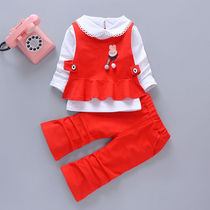 Girls three-piece foreign style 1 year old 2 years old 3 childrens clothing childrens autumn baby clothes childrens spring womens baby suit