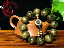 Golden nanmu hand string gloomy wood Buddha beads Sichuan gold nanmu handmade chain 2 0 mens Buddha beads solid wood