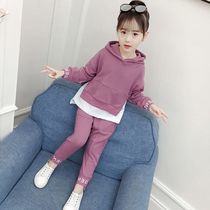 Girl autumn suit 2021 New Korean version of big childrens clothing girl foreign style spring and autumn Net Red childrens sports two-piece set