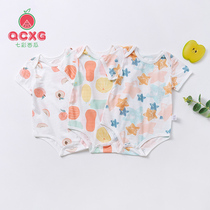 Baby bag fart Summer clothing Male baby Conjoined clothing Sleeping Clothes Woman Newborn Triangle Khaed Short Sleeve Climbing Suit