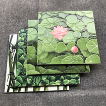 Green Lotus Flowers Bamboo Bronze Money Grass Jasmine 300x300mm Tossed Crystal Brick Kitchen Guard Balcony Garden Anti-Slip Wall Tiles
