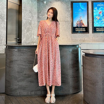 Advanced pregnant women Summer Fashion fashion Lions dress Summer thin fresh Snow spinning Chopped Flowers long dress Large size Summer Dress