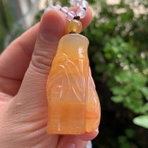 Yang Yujia Yunnan Natural Huanglongyu Small Black Mountain Ice Species Water Yellow Festival High-rise Bamboo Joint Pendant Certificate New