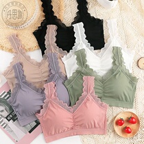 Autumn new 2021 autumn new ice silk thread lace beauty back wrapped chest girl anti-light sexy bandeau