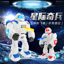  Intelligent remote control robot toy with gesture sensing Dancing launching flying saucer Robocop educational childrens toy