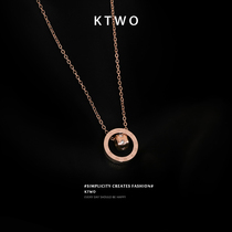Korean fashion New temperament simple double ring necklace female tide personality Net red choker cold wind sweater chain