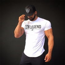 Fitness clothes men summer thin round neck T-shirt muscle high elastic breathable sports brothers running training short sleeve tide