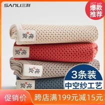 Sanli cotton face washing household gauze towel adult men and women soft absorbent cotton face washing large face towel 3 Pack