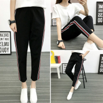 Large size bald strong pants womens summer 2022 new sports casual harem pants fat mm loose and thin nine-point pants
