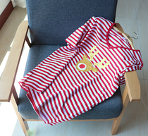 2020 spring and summer new European and American loose large size medium-length thin women V-neck short-sleeved pure cotton striped t-shirt top