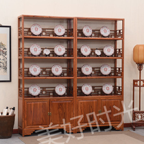  Elm shelf Bogu rack Solid wood Chinese tea shelf Tea cabinet Tea cake rack Teapot rack decoration rack Multi-layer
