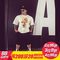 MUSCLEKING Monkey king three dozen white bone fine loose version of the trend net red short-sleeved T-shirt Kenyi original design