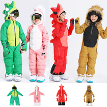 Small dinosaur childrens conjoined snow suit unicorn single and double board waterproof and windproof warm large men and womens conjoined ski clothes