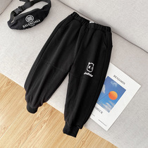 Boy plus velvet casual pants childrens clothing childrens winter pants 2021 new childrens thick trousers warm cotton pants