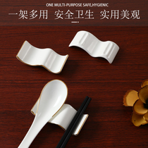 Bone China chopsticks holder custom logo restaurant chopsticks rack hotel set table gold rimmed chopsticks pillow dual-purpose wave chopsticks spoon pad