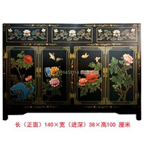  Yangzhou lacquerware manufacturers neoclassical lacquer art home decoration painted flowers and birds four-door three-pumping entrance decoration cabinet customization