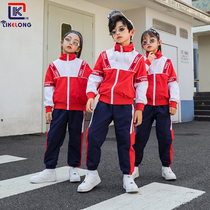 Primary school uniform spring and autumn red Chinese style sports suit kindergarten Garden clothing spring and autumn clothing