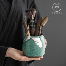 Kiln malachite green tea ceremony six gentlemen set household kung fu tea set accessories ebony tea clip teaspoon