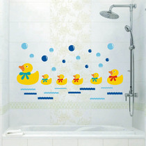 Childrens room wall stickers girl bedroom stickers little yellow duck waterproof removable bathroom stickers toilet tile stickers