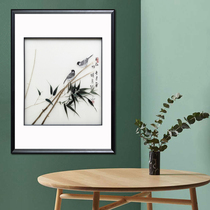 Artisan Su embroidery Bamboo bird figure Home Residence Decoration Hanging Painting Embroidery Genuine Silk