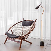 Lazy sofa Nordic lounge chair Single living room balcony Household solid wood round ins Solid wood woven rattan chair
