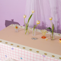 Simple solid color cartoon leather leather waterproof and oil-proof student book table mat tablecloth can be customized tea table mat table mat table mat