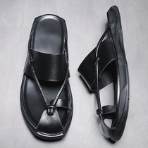 Outdoor sandals men summer hole men shoes leather shoes shoes leisure European station fashion folk clamps